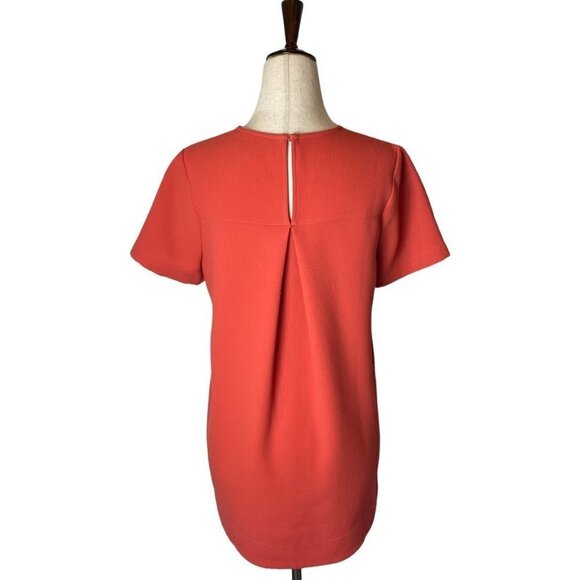 Madewell Orange Crew Neck Keyhole Neck Short Sleeve Tailored Pleated Top Size XS - Picture 7 of 12
